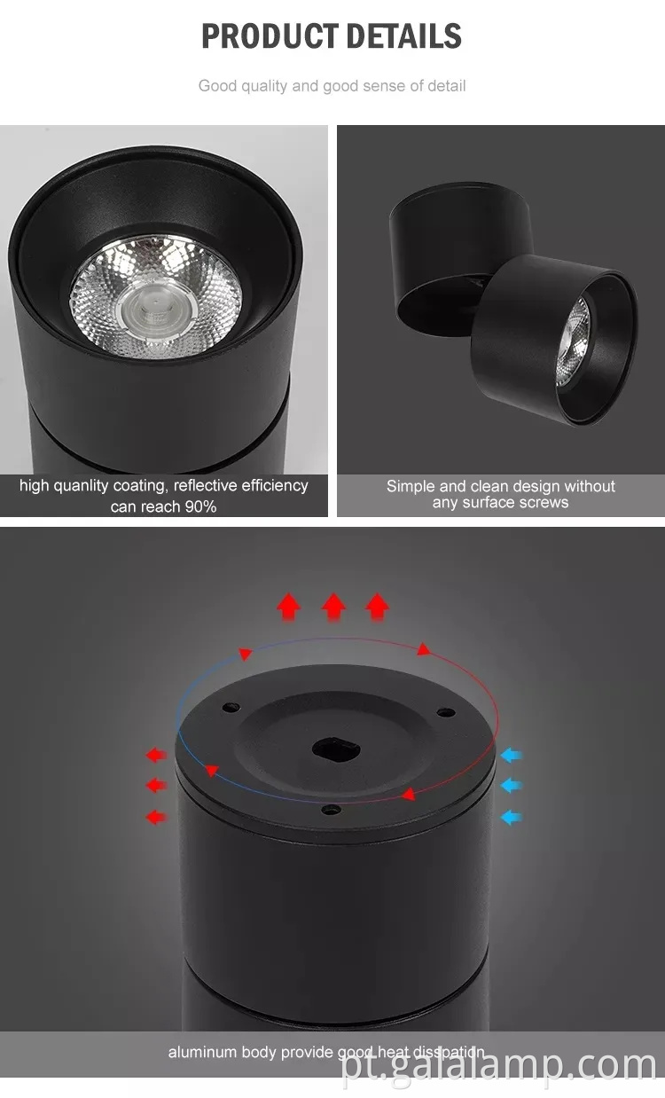 Luz de trilha dobrável montada na superfície moderna para espaços de varejo